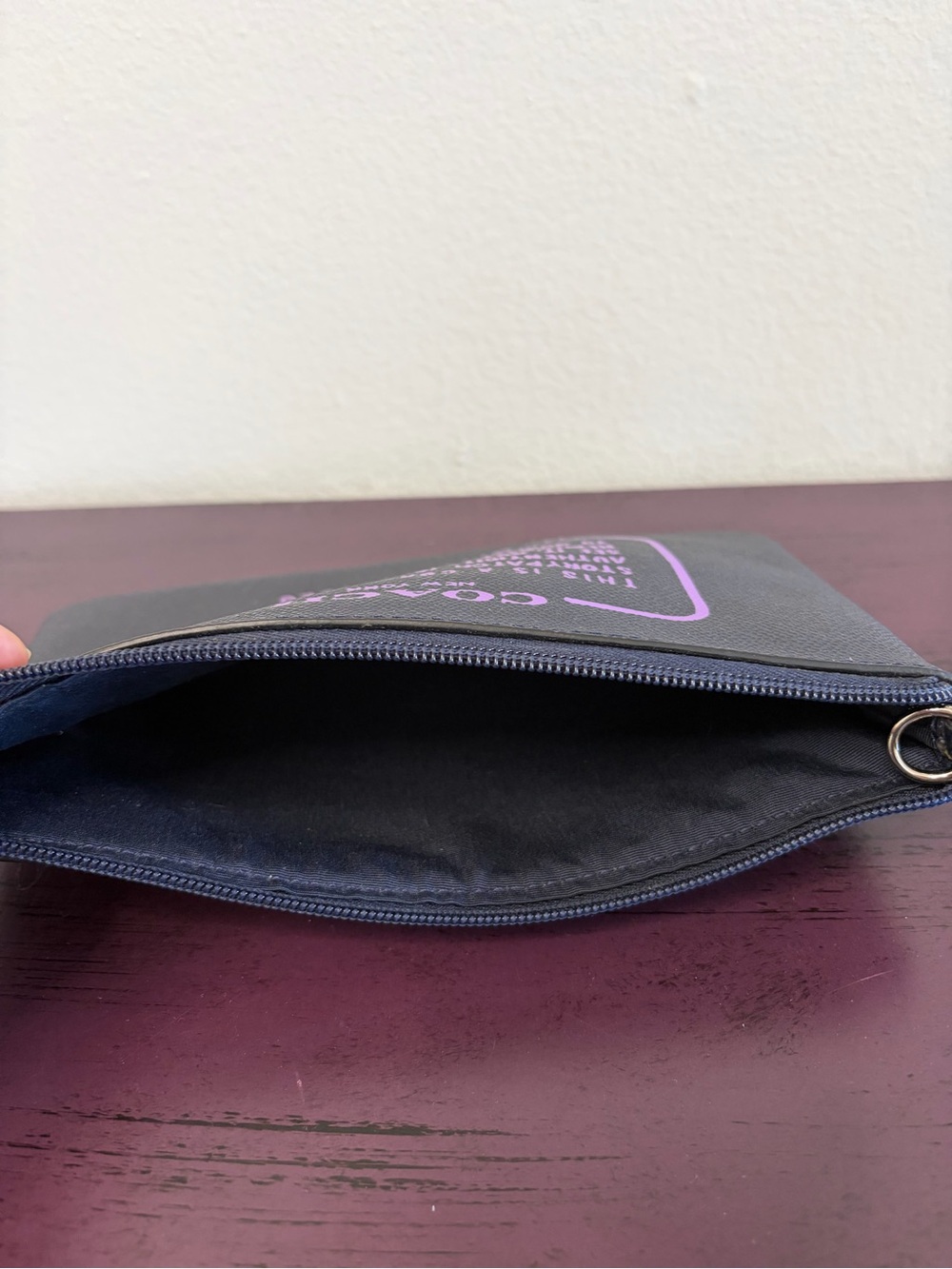 Coach Black Storypatch Zip Pouch with Lavender Logo Print - Picture 3 of 3